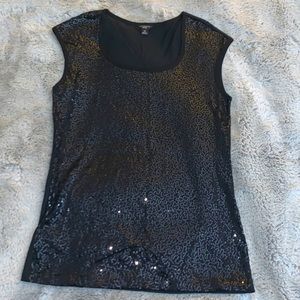 Black sequin sleeveless top